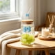 thumbnail image 5 of Vaso de agua de vidrio con tapa y pajita de vidrio – Vaso para bebidas de 450 ml para café, bebidas frías, para el hogar, la oficina o para uso al aire libre., 5 of 6