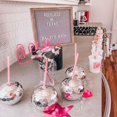 thumbnail image 3 of 1970s Disco Ball Cup Spherical Cocktail Cup with Straw for Birthday Wedding Bachelorette Party, 3 of 6