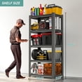thumbnail image 5 of IKIMI 62"H 5-Tier Metal Garage Shelving, 2500Lbs Heavy Duty Adjustable Garage Storage Shelves for Home, Garage, Basement, 61.6"H x 27.5"W x 12"D, 5 of 7
