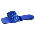 thumbnail image 3 of Flat Dressy Sandals for Women 2025 Glitter Square Open Toe Wrinkled Single Band Mules Slip on Dress Sandals, 3 of 7