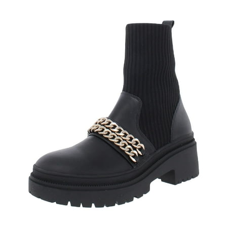 

Steve Madden Womens Zyla Faux Leather Chain Mid-Calf Boots