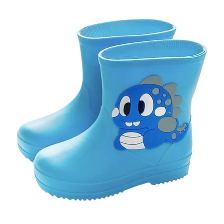 

TOWED22 Toddler Rain Boots for Girls Classic Children Rainboots Rubber Children Water Shoes Rain Boots Kids Baby Cartoon (Blue 11 Little Child)