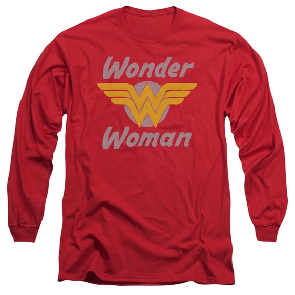 DC Comics Wonder Wings Long Sleeve Adult 18/1 T-Shirt Red