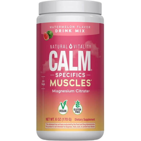Calm Muscles Supplement | Watermelon Flavored Powder | 6 oz | by Natural Vitality