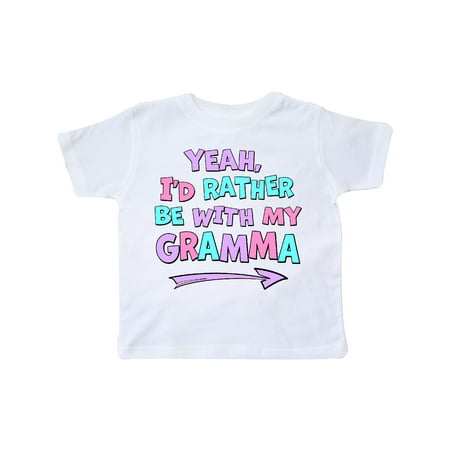 

Inktastic Yeah I d Rather be with My Gramma in Pink Blue and Purple Gift Toddler Boy or Toddler Girl T-Shirt