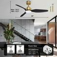 thumbnail image 7 of 48 Inch Smart Ceiling Fans with LED Lights Remote,Quiet DC Motor,Dimmable,Outdoor Indoor Gold Black Ceiling Fan Controlled by WIFI Alexa App,for Modern Bedroom Living Room Patio Porch, 7 of 7
