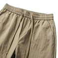 thumbnail image 4 of Men's Baggy Cargo Pants Solid Color Ice Silk Breathable Elastic Waistband Drawstring Casual Straight Leg Pants, 4 of 7