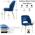 thumbnail image 4 of NORDICANA Modern Dining Chair Set of 2, Navy Blue Velvet Fabric Upholstered Accent Chairs with Golden Metal Legs, Round Back Side Chairs for Kitchen Living Room Bedroom, 4 of 10