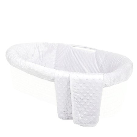 Tadpoles Minky Dot Moses Basket Bedding Only Set, White