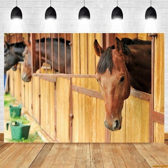 Western Cowboy Stable Horse Backdrop Haystack Baby Shower Kids Birthday Party Photography Background r Photo Studio Props