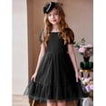 thumbnail image 6 of Oudiya Girls Tulle Dresses Puff Sleeve Bow Tie Back Spring Summer Party Holiday Dress for Kids 6-16, 6 of 6
