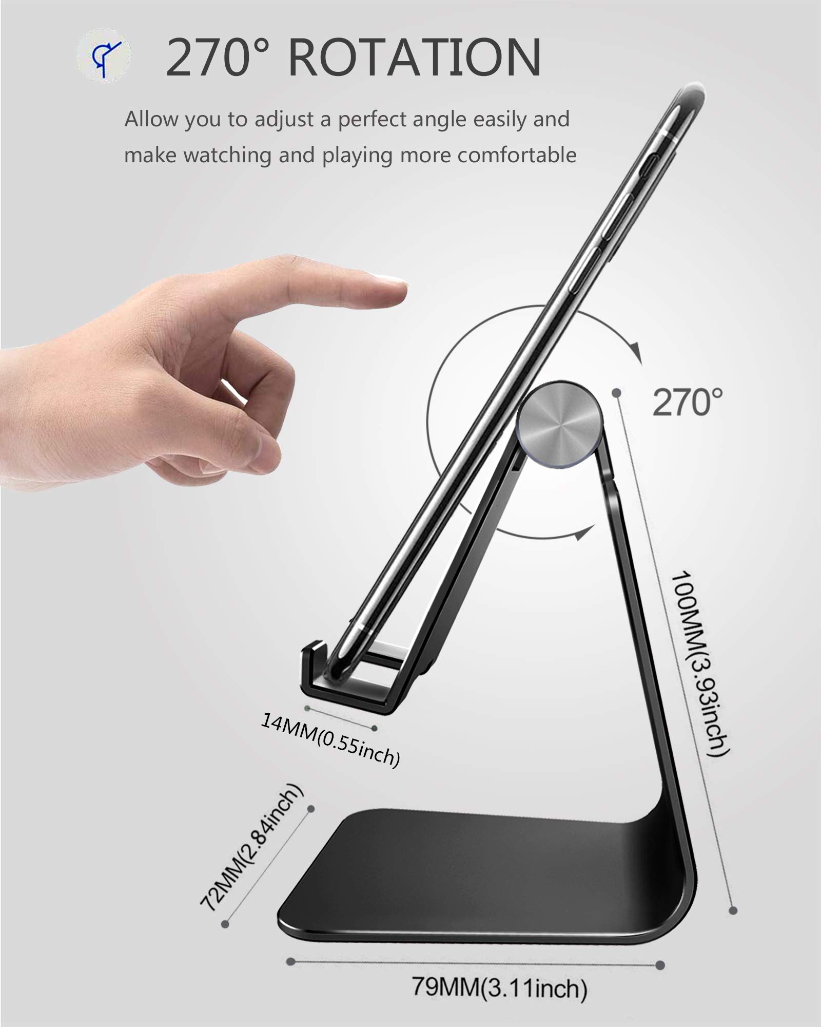 CreaDream Adjustable Aluminum Cell Phone Stand, Black photo 3