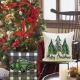 thumbnail image 3 of 18x18 Green Christmas Pillow Covers, Decorative Farmhouse Merry Christmas Tree Buffalo Plaid Truck Holly Jolly Christmas Outdoor Pillow Shams Cases Slipcovers Set of 4 for Couch Sofa, 3 of 5