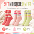 thumbnail image 2 of Girls Microfiber Boot Socks, 3 Pack, Trimmed Top Soft Cushioned Crew Socks, PINK, M, 2 of 8