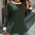 thumbnail image 6 of Craaazy Women's Shirts Striped Ribbed Knit Casual Pullover Crew Neck Long Sleeve Loose Fit Top Gifts, 6 of 6