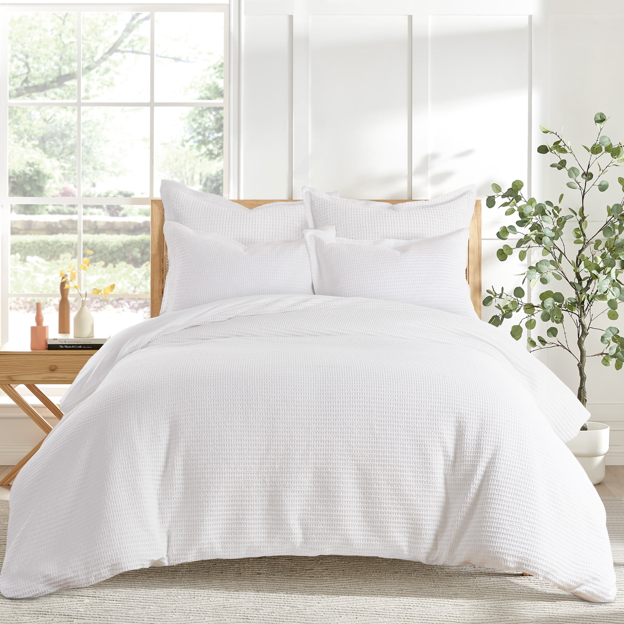 Levtex Home - Cloud Waffle Euro Shams - Waffle Weave - Bright White - Euro Sham Set of 2 (26 x 26in.)- Cotton