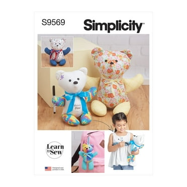 Simplicity Sewing Pattern S9569 - Learn to Sew Plush Memory Bears, Size: OS (One Size)