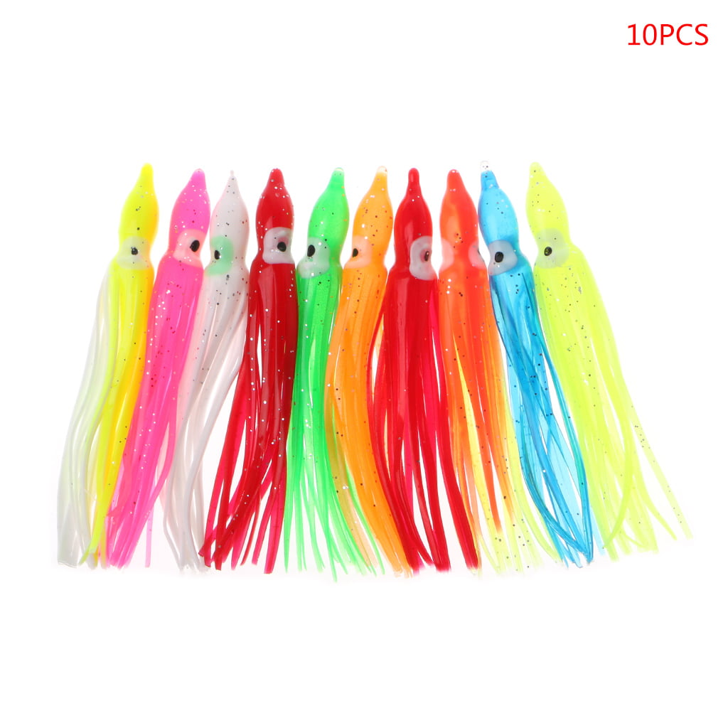 SIRIGOGO Fishing Lures Squidy Soft Lure Octopus Skirt Soft Plastic Bait Trolling Fishing Lure Tackle Hook Safety Caps Wobbler Fishing Lures Deep/Shallow Divers Soft Lures 