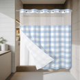 thumbnail image 4 of Blue Plaid No Hook Shower Curtain with Snap in Liner Retro Farmhouse Blue White Plaid Waterproof Bathroom Shower Curtain with See Through Top Window for Bathtub 72" x 72", 4 of 9