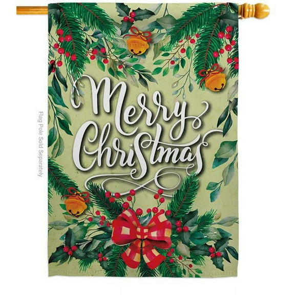 Angeleno Heritage H137285-BO 28 x 40 in. Merry Chistmas House Flag with Winter Christmas Double-Sided Decorative Vertical Flags Decoration Banner Garden Yard Gift
