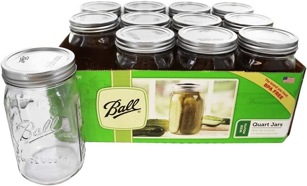 Ball Wide Mouth Quart Canning Jars Lids and Bands Made Pack of 12