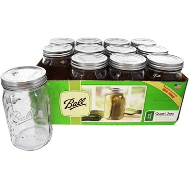 Ball Wide Mouth Quart Canning Jars Lids and Bands USA Made Pack of 12