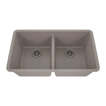 32" x 19" Quartz Kitchen Sink, 50/50 Double Bowl Sink, Drop-in Sink, Undermount Sink, Granite Kitchen Sink, Galaxy Concrete Kitchen Sink by Lexicon Platinum LP-5050-C-SO
