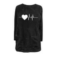 thumbnail image 4 of Fleece Tunic Tops for Women with 2 Pockets Hearts Print Crewneck Long Sleeve Fuzzy Sherpa Sweaters Pullover (S, Black 02), 4 of 4