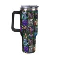 Beetlejuice Insulated Mug w/Straw & Flip Cap Lids Cup Holder Bottle