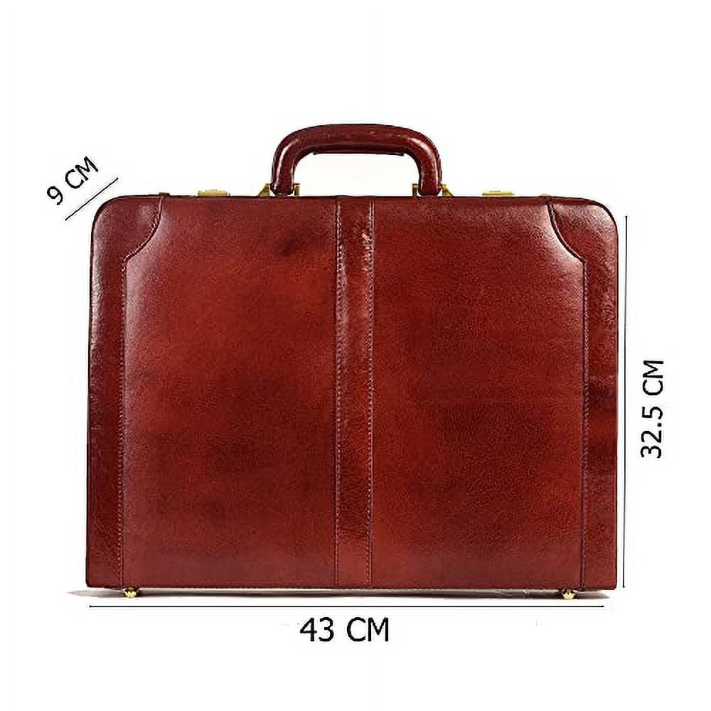 LINDSEY STREET Genuine Leather Attache Briefcase Business Handbag Laptop MacBook Bag Large Doctors Briefcase