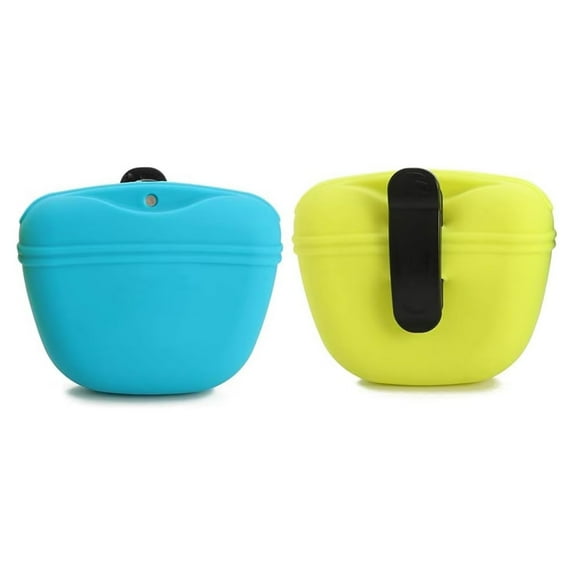 Silicone Dog Treat Pouch-Small Training Bag-Portable Dog Treat Bag for Leash with Magnetic Closure and Waist Clip - 2pieces [US Design Patent]