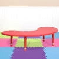 Emma   Oliver 35"W x 65"L Half-Moon Red Plastic Height Adjustable Activity Table