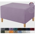 thumbnail image 1 of GHSDFBB Super Stretch Rectangle Ottoman Slipcover Oversized Soft Spandex Jacquard Small Ottoman Covers Square Footstool Slipcover Storage with Elastic Bottom for Living Room (Small, Light Purple, 1 of 7