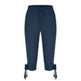 thumbnail image 4 of hotojiny Men's Capri Pants Lightweight Baggy 3/4 Shorts Drawstring Elastic Waist Beach Cropped Trousers with Pockets, 4 of 5
