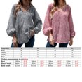 thumbnail image 2 of Entrar Blusa con cuello en V para mujer, estampado de puntos, manga de linterna, hombros descubiertos, camisetas sueltas, Casual, primavera, otoño, pulóver, Tops 1 1, 2 of 5