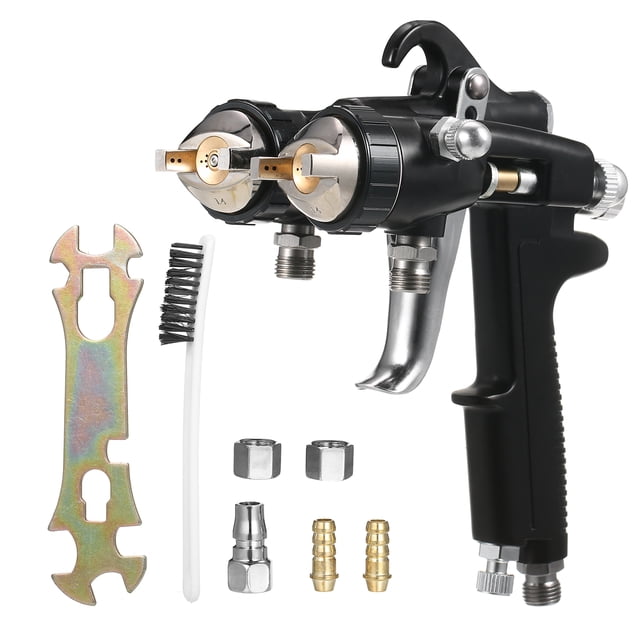 Electric paint sprayer,Silver Air Powered Nozzle Dual Heads Dual Heads Two Spray Professional Air Heads Two Component Two Component Mirror Paint Sprayer Air Powered Spray Component Mirror Silver