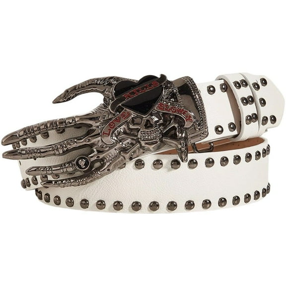 Punk Rivet Belt with Skull Buckle, Gothic Y2K Style Leather Belt for Men and Women