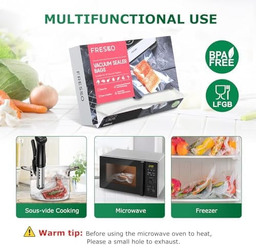 Vacuum Sealer Bags Pint Size 100 Pack 6"x10", Seal a Meal Vac Sealers, Sous Vide Vacuum Safe, BPA Free, Heavy Duty Commercial Grade, Precut Storage Bag Universal Design