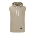 thumbnail image 5 of AHTJRT Men's Sleeveless Hooded Tank Top Lightweight Versatile Drawstring Hood Front Pocket Gym Tees Khaki M, 5 of 5