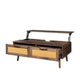 thumbnail image 5 of Lift Top Coffee Table with Natural Rattan Drawers,Mid Century 2-Tier Center Table with Hidden Compartment & Wooden Lift Tabletop,Modern Rectangular Wood Cocktail Table for Living Room,Office, 5 of 8