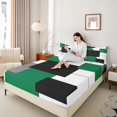 thumbnail image 3 of Castle Fairy Hippie Stacked Rectangle King Sheets 4pcs,Bohemian Square Border Bedding,Emerald Gray Black White,1 Flat Sheet, 1 Fitted Sheet and 2 Pillowcases, 3 of 7