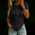 thumbnail image 5 of VBVC Women's Crew Neck Short Sleeve T-Shirt,Ladies Ruched Slim Fit Asymmetric Hem Top,Casual Form Fitting Basic Tee for Women,Black,S-2XL, 5 of 9