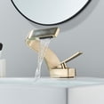 thumbnail image 4 of Zamery Brass Brushed Gold Waterfall 5.9 in Bathroom Faucet, 4 of 8