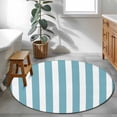 thumbnail image 4 of Aqua Striped Large Area Rugs for Bedroom Living Room, Soft Non Slip Carpet Bedside Rug, Modern Farmhouse Blue White Stripes Round Floor Cover Kitchen Accent Rug 4' for Dining Room/Office, 4 of 9