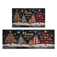 thumbnail image 1 of Christmas Kitchen Rug Set of 2 Non Slip Kitchen Mats for Floor,Red Christmas Triangle Tree Plaid Kitchen Runner for Bathroom,Room Cooking (47x17+30x17in), 1 of 6