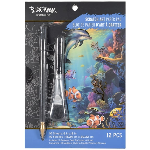 Brea Reese Scratch Art Paper Pad - Deep Sea - Metallic Guided Art, 6x8