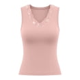 thumbnail image 5 of Alun Womens Summer V-Neck Lace Tank Tops 2026 Sleeveless Elegant Casual Trendy Going out Camisole Stretch Slim Fit Solid Color Daily Wear Red M, 5 of 5