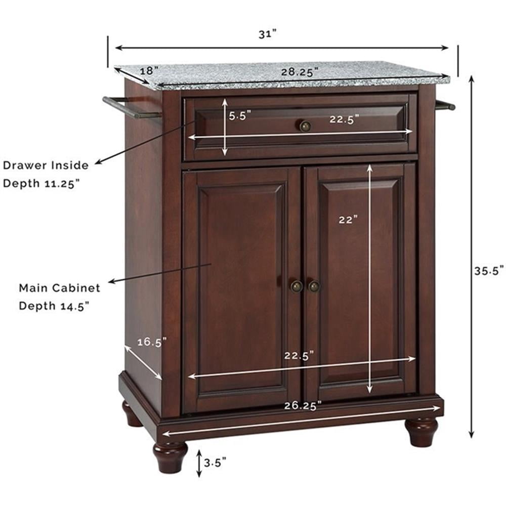 Crosley Furniture Cambridge Wood Portable Kitchen Island in Mahogany/Black
