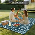 thumbnail image 4 of Geometric Outdoor Rug for Patio/Deck/Porch, Non-Slip Large Area Rug 4 x 6 Ft, Modern Abstract Lines Texture Teal Indoor Outdoor Rugs Washable Area Rugs, Reversible Camping Rug Carpet Runner, 4 of 8
