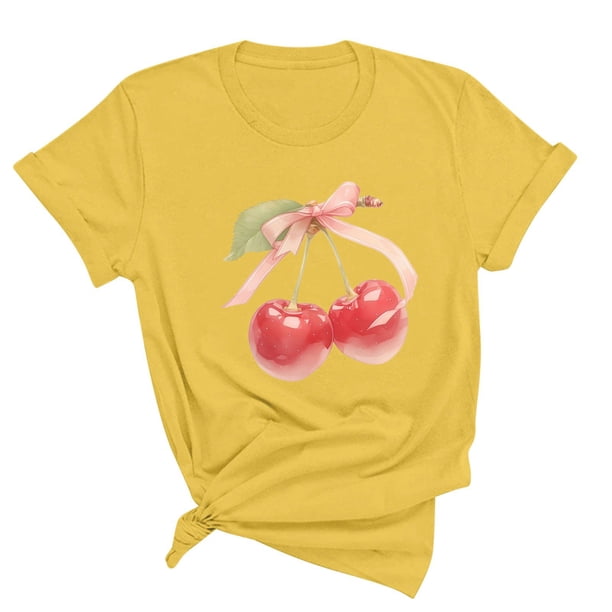 Blusas de Manga Corta para las Mujeres Divertida Impresión Cuello Redondo Camiseta Vintage, Blusas de Primavera para las Mujeres